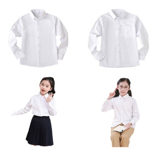 Children's white shirt boys long sleeve pure cotton primary school uniform for girls white shirt wholesale pure cotton shirt