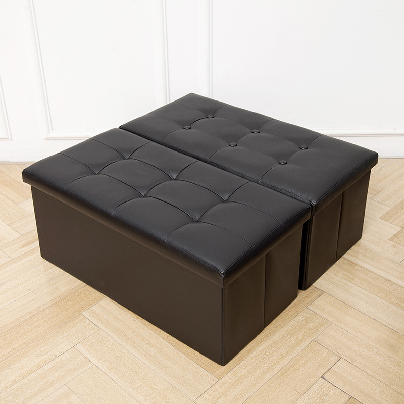 Amazon Best Selling Large Capacity Folding Storage Stool Leather PU Multifunctional Storage Bench Can Sit Storage Box Shoe Bench