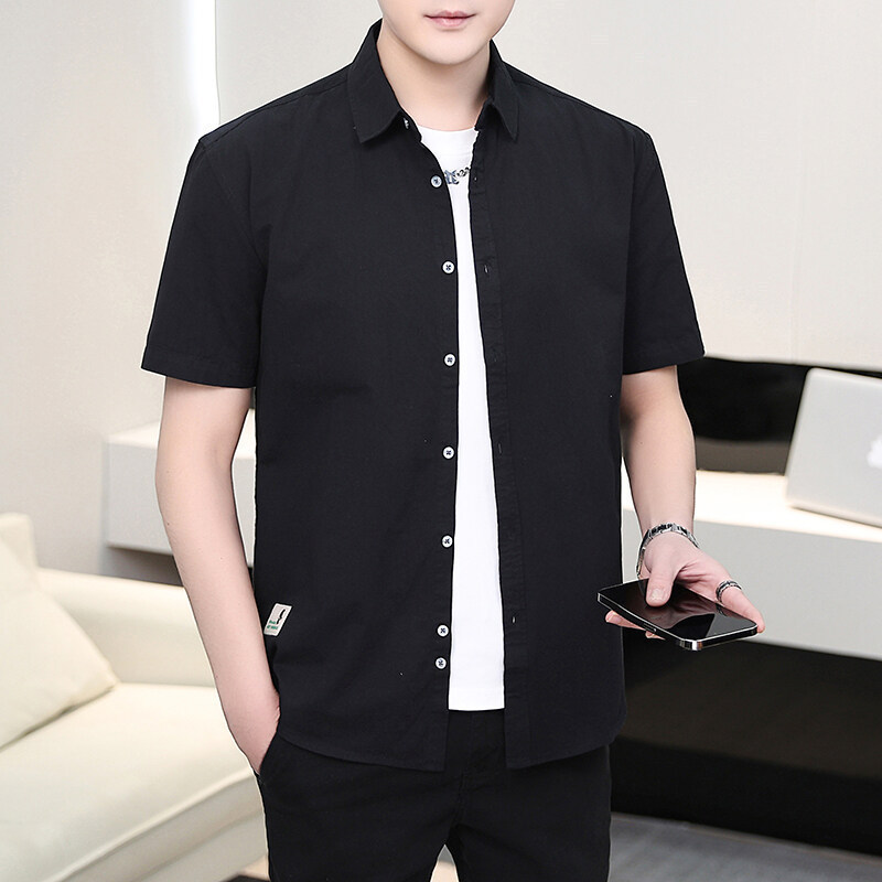 Men's Cotton Short-sleeved Shirt 2025 Summer New Young and Middle-aged Fashionable Breathable Shirt Fashionable Casual Jacket