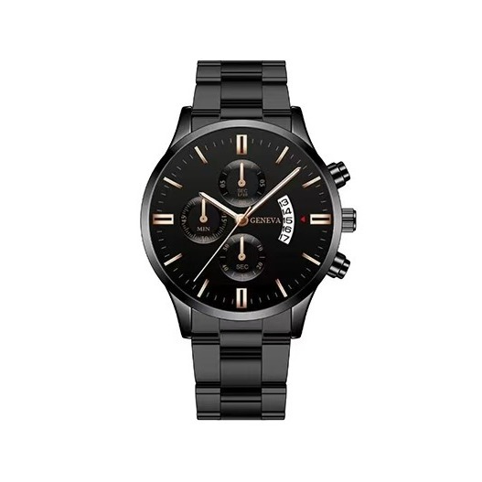 블랙 케이스, 블랙 스트랩, 블랙 로즈 골드 바늘