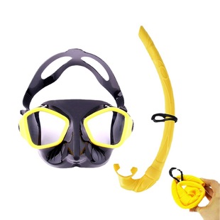 Tempered glass rubber-coated integrated diving goggles professional all-wet silicone breathing tube set diving equipment