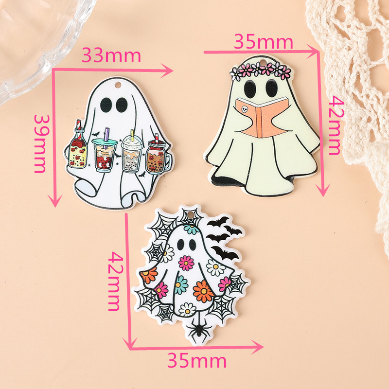 クロスボーダー熱売両面アクリルハロウィーン幽霊diy耳飾りネックレスキーホルダー材料|undefined