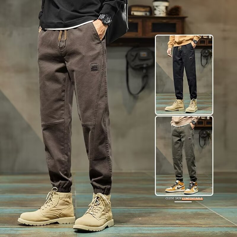 Trendy Brand Casual Pants Men's Summer 2025 New Arrival Leg Bundled Loose Sports high quality Cropped Overalls for Men