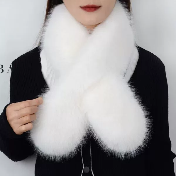Winter New Women's Thick Plush Scarf Korean Style Imitation Fox Fur Neck Cover Plush Scarf Fashionable and Versatile