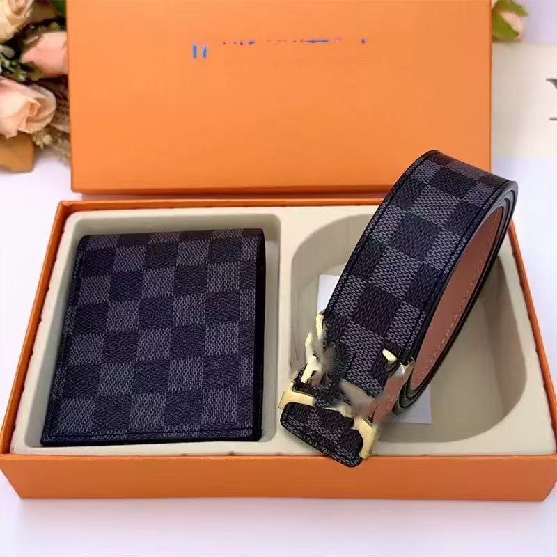 Men's High-End Boutique Gift Box Wallet Belt Business Suit Belt Youth Casual Smooth Buckle Formal Pants Belt for Men