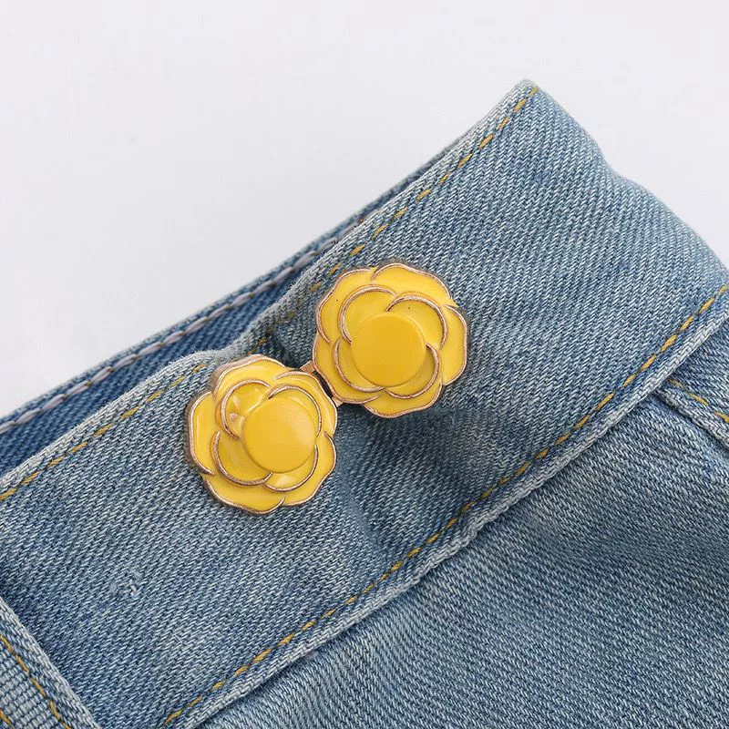Nail-Free Removable Waist Buckle Pair, Flat-Bottom Seamless Buttons for Pants & Skirts, Assorted Designs