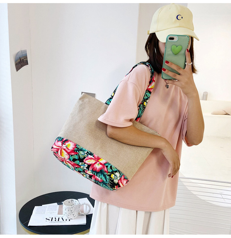 472g Weight Polyester Lining Material Zipper Closure Type Double Shoulder Straps Strap Type Tote Bag Bags Type Street Occasion cotton and linen Material Geometric Pattern All Seasons Season Women's Gender Ethnic Style Style Large Size Women's Large Cotton And Linen Geometric Ethnic Style Zipper Tote Bag 5