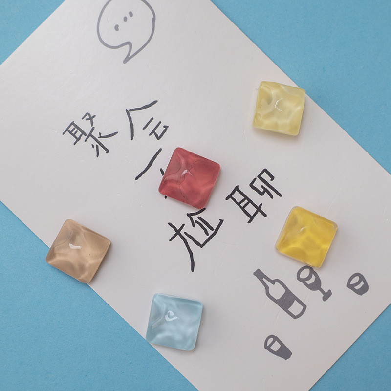 (2개) 기하학적인 물결 냉장고 자석, 둥근 사각형 자석, 폴라로이드 사진, 화이트보드 메시지, 장 자석