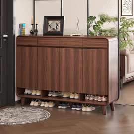 实木圆角鞋柜家用门口一体柜入户玄关柜靠墙收纳柜子楼道走廊鞋架