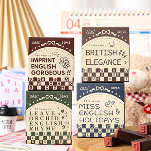 English Wooden Stamp Set DIY Handbook Diary Printing Cross-Border Capital Letter Symbol Lotus Wood Stamp