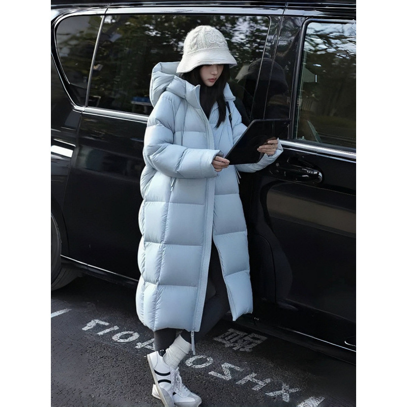 Cloud Puff down Cotton Jacket Women's Mid-Length 2025 New Thickened Hooded Over-The-Knee Cotton Jacket Bread Jacket
