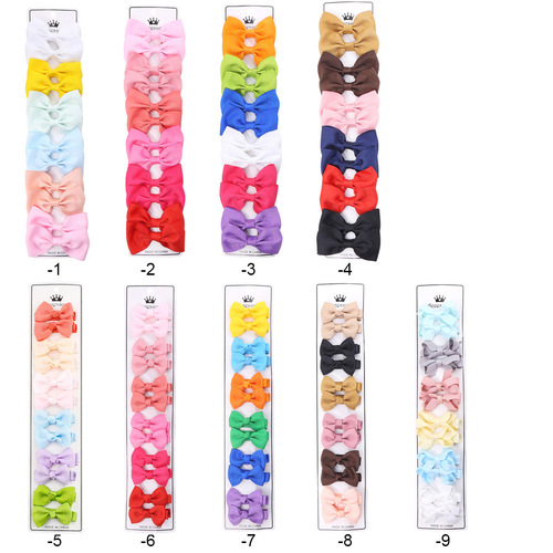 European and American foreign trade cute children's hair accessories ribbed ribbon bow duckbill clip hairpin hairpin set baby headwear