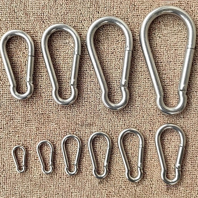 Manufacturer Wholesale No. 5 Iron Galvanized Gourd-Shaped Carabiner Iron Spring Hook Outdoor Rock Climbing Climbing Buckle Safety Buckle