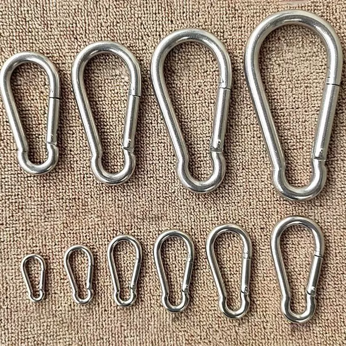 厂家批发 5号铁镀锌葫芦形登山扣铁质弹簧钩户外攀岩爬山扣安全扣