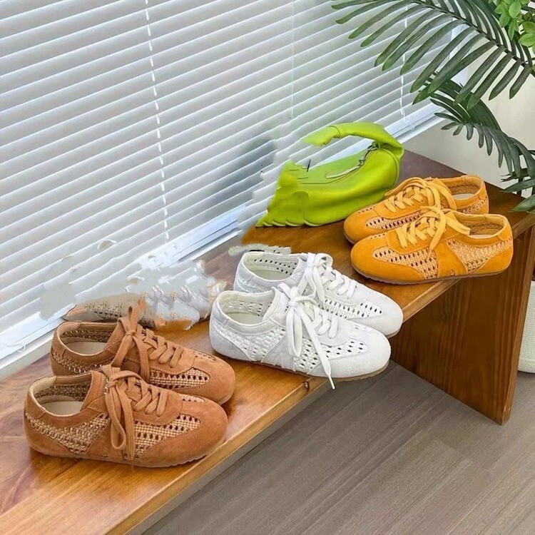 Flat-Soled German Training Shoes 2025 Summer Mesh Breathable Sports Casual Lace-Up Shoes German Training Shoes for Women Summer Breathable