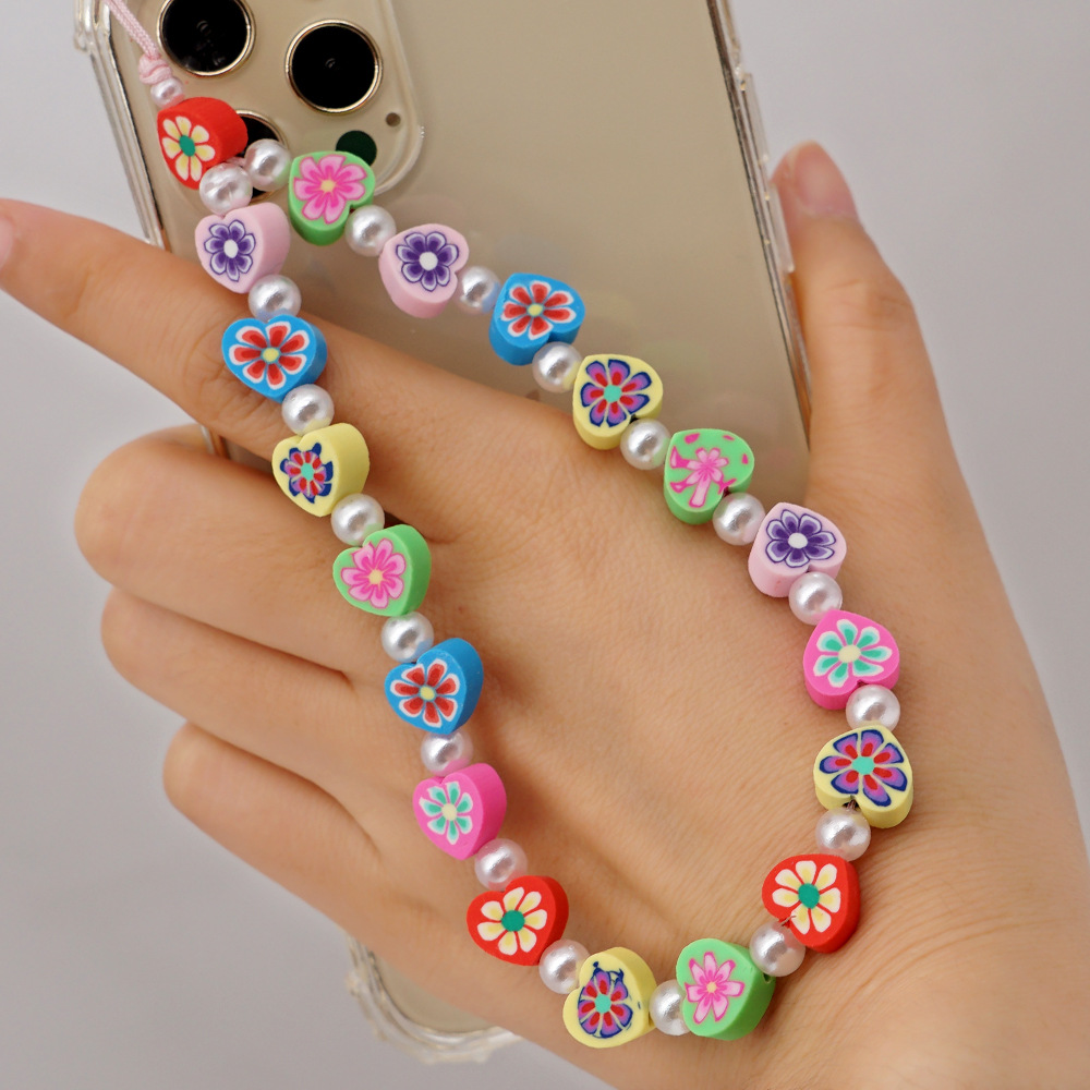 ethnic small daisy pearl beaded mobile phone chainpicture9