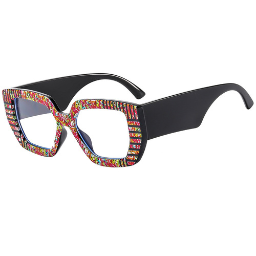  new cross-border modern striped wide-leg glasses frame European and American trendy decorative anti-blue light flat mirror BL906