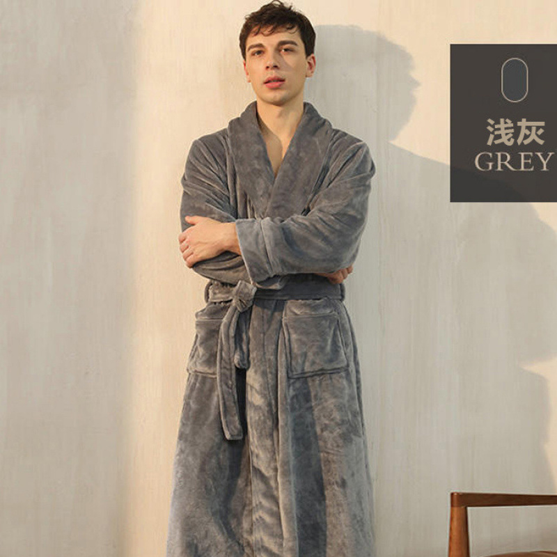 커플 잠옷 여성 산호 양털 목욕 가운 남자 목욕 가운 가을과 겨울 긴 두꺼운 플란넬 봄과 가을 잠옷 홈 옷