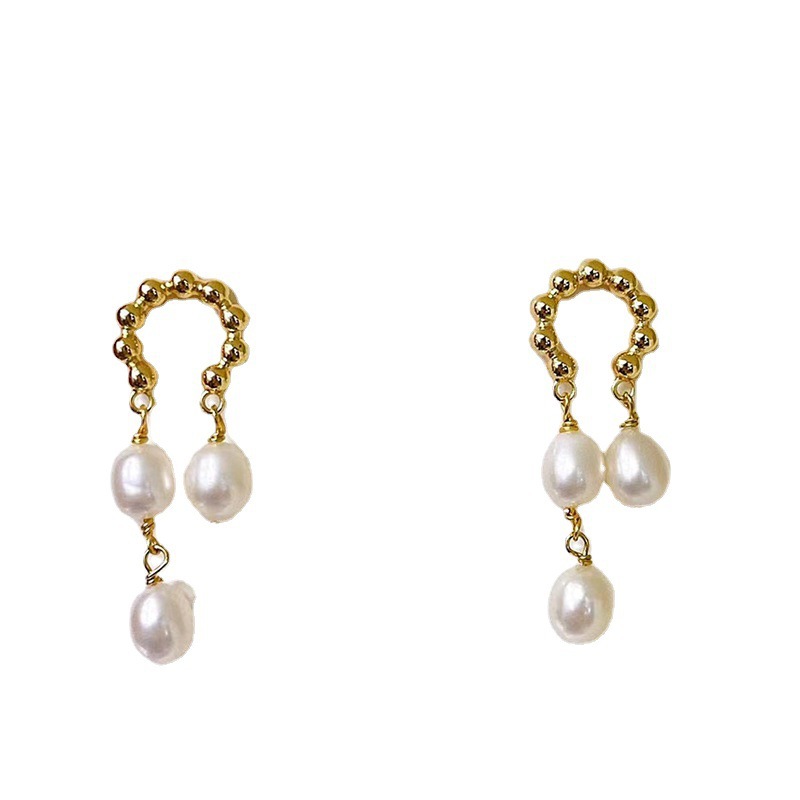 Elegant U Shape Alloy Plating Inlay Artificial Pearls Women's Drop Earrings display picture 5