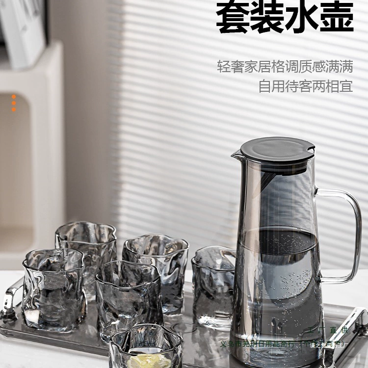 Набор стеклянных кувшинов для холодной воды для домашнего использования, устойчивый к высоким температурам, большой емкости, подходит для холодного заваривания чая.