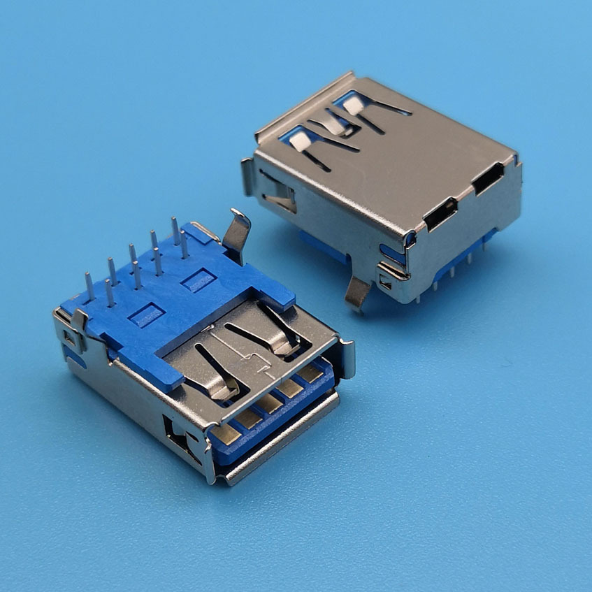 单层USB3.0AF插板母座 USB3.0连接器 USB3.0 A母90度DIP发货全国