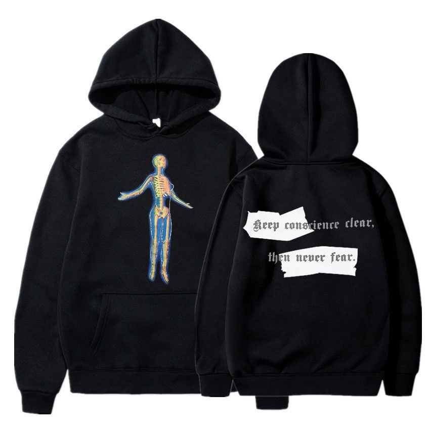 Skeleton Thermal Imaging Graphic Print Hoodie Men's Hip Hop
