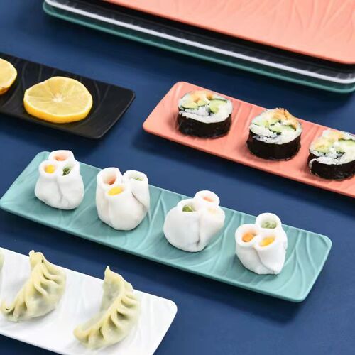 Sushi plate rectangular barbecue plate imitation ceramic snack plate Western plate creative snack Japanese sushi long plate