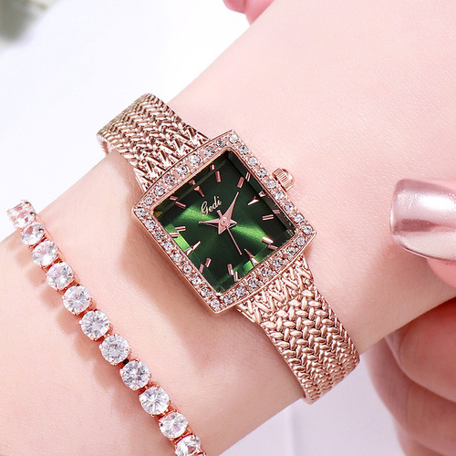 GEDI Network Retro Square Women's Luxury Diamond-Embedded High-End Quartz Watch Wholesale for Ladies