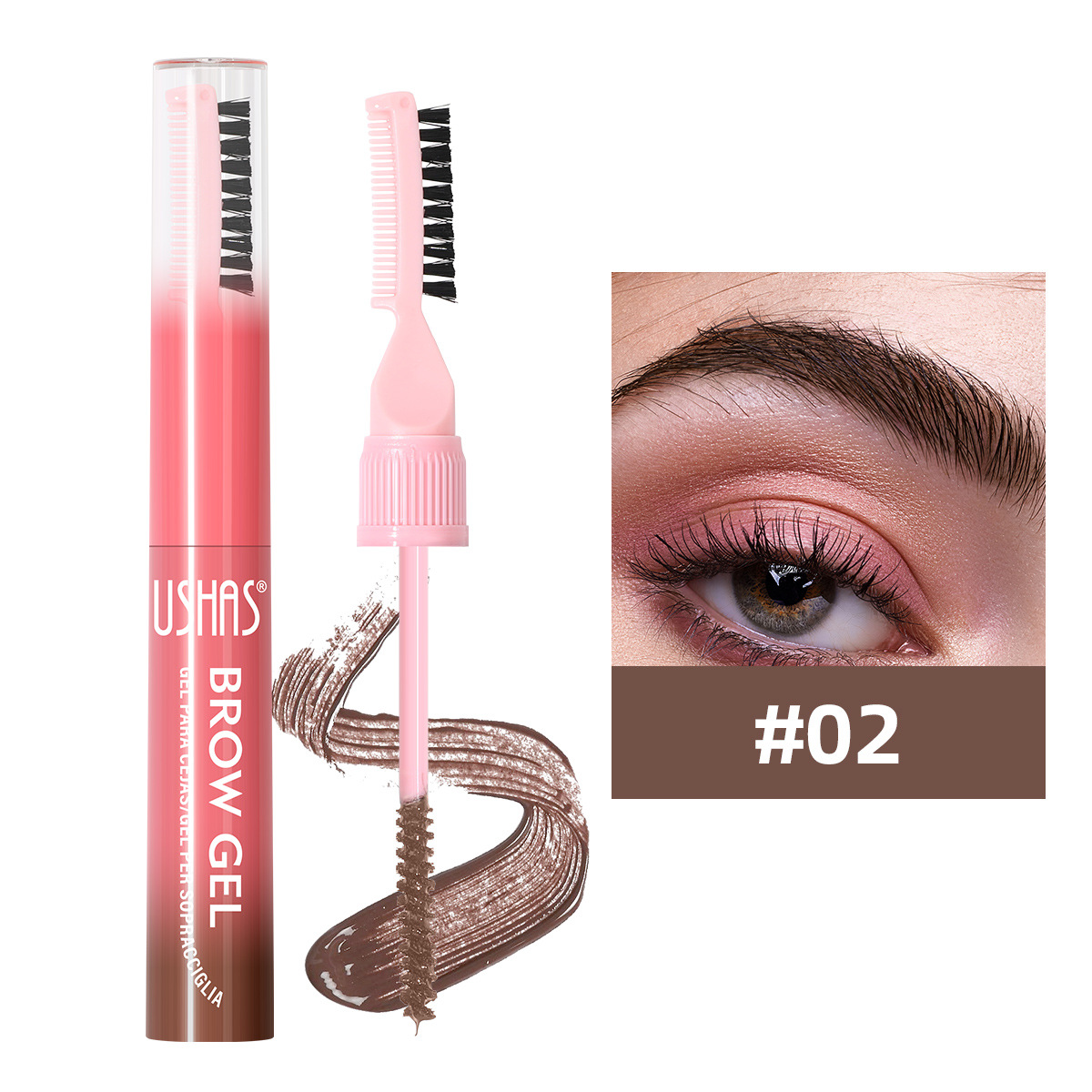USHAS Europa y los Estados Unidos punto transfronterizo venta impermeable duradero doble cabeza cepillo de cejas gel UC155 image 8
