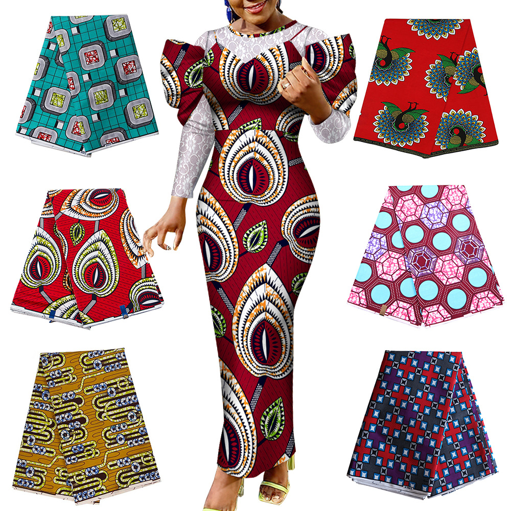 1 Piece African Ethnic Batik Print Fabric, Double-Sided Cotton, African Fabric for Export