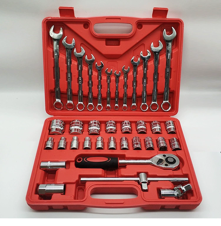 Tool Set — Multi‑Piece Socket & Ratchet Kit, chrome finish, 37–216 pcs options
