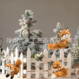 Manufacturer Wholesale Plush Simulation Animal Fox Pendant Christmas Pendant Decoration Gift Simulation Animal Ornaments