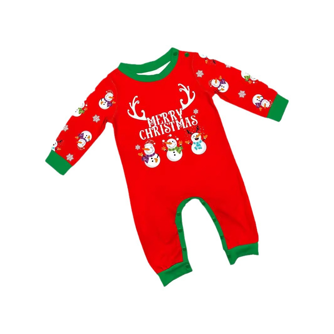 Božićni snjegović Pahuljica slova Božićno obiteljsko odijelo s otiskom kućne odjeće za spavanje_voghion.com