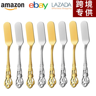 Cross-border stainless steel embossed butter knife sauce knife cheese jam knife butter knife thickened bread cheese daub knife