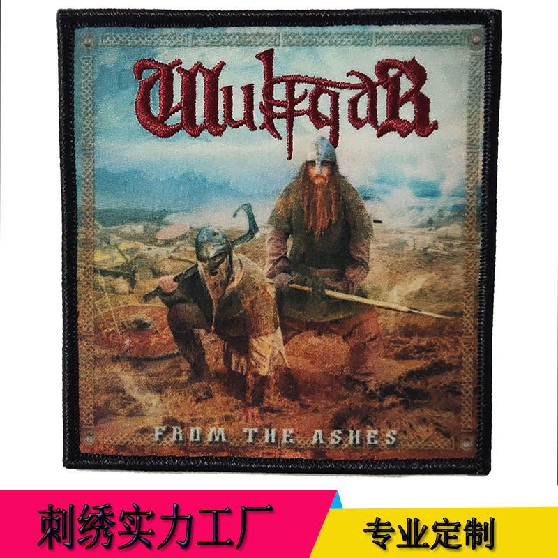 电脑数码印绣花章方形外贸臂章刺绣徽章绣标布贴绣花加印刷章