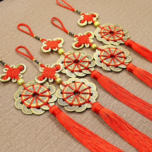 Pure copper Ten Emperors Plum Blossom Boutique Phnom Penh Knot Five Emperors Money Car Hanging Home Feng Shui Pendant Five Emperors Money Pendant Wholesale