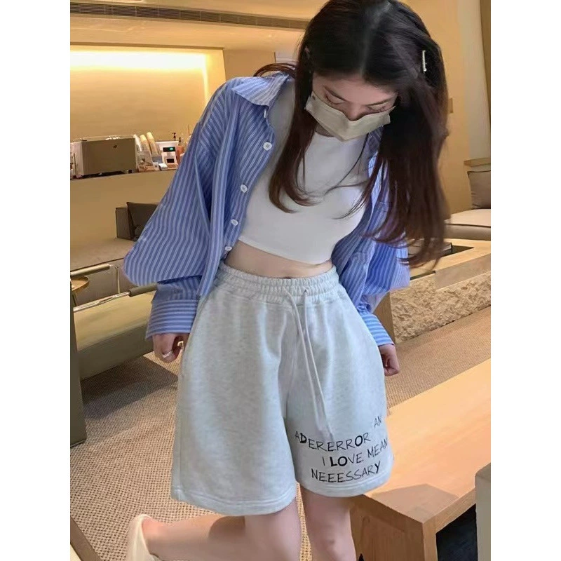 ADER летние универсальные текстурированные шорты из чистого хлопка, модные нишевые свободные повседневные шорты унисекс в корейском стиле для пар на шнурке