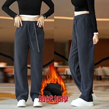 秋冬新款斜纹针织休闲裤垂感挺括显瘦潮流直筒裤加绒加厚品质男裤