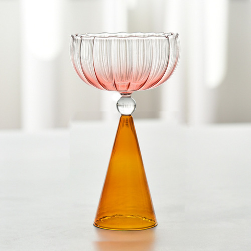 Creative Striped Gradient Glass Champagne Glasses Red Wine Tall Cups European Wine Cups Bar Club Wine Accessories