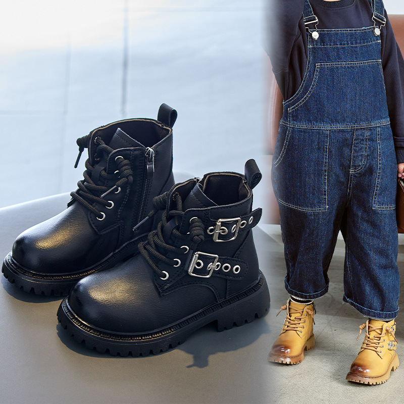 Bērnu apavi Bērnu rudens zābaki zēniem Martina zābaki pavasara un rudens stilā, skaisti maza zēna 2024. gada stila dzelteni meiteņu īsie zābaki_voghion.com