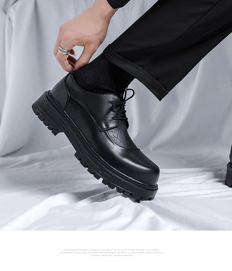 Big Leather for Men in Spring and Autumn Fashion Black Casual Round Head British Business Dress Versatile Trendy Shoes_voghion.com