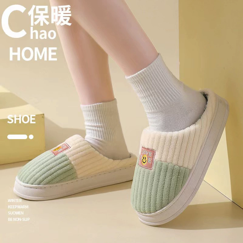 Хлопковые Тапочки женские осенне-зимние Новые Домашние домашние утолщенные толстые тапочки на флисовой подкладке для пар оптом мужские