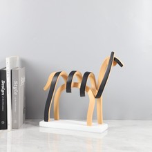 北欧极简抽象树脂线条镂空马艺术摆件玄关书房办公室软装家居饰品