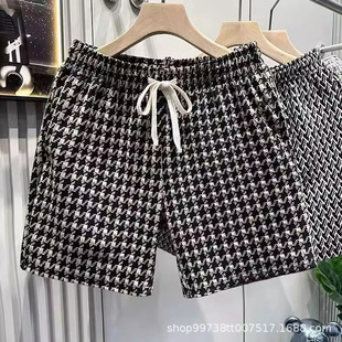 Summer Men's Houndstooth Casual Sports Shorts Men's Trendy Brand Loose All-match Outer Wear Five-point Trendy Chinese Pants
