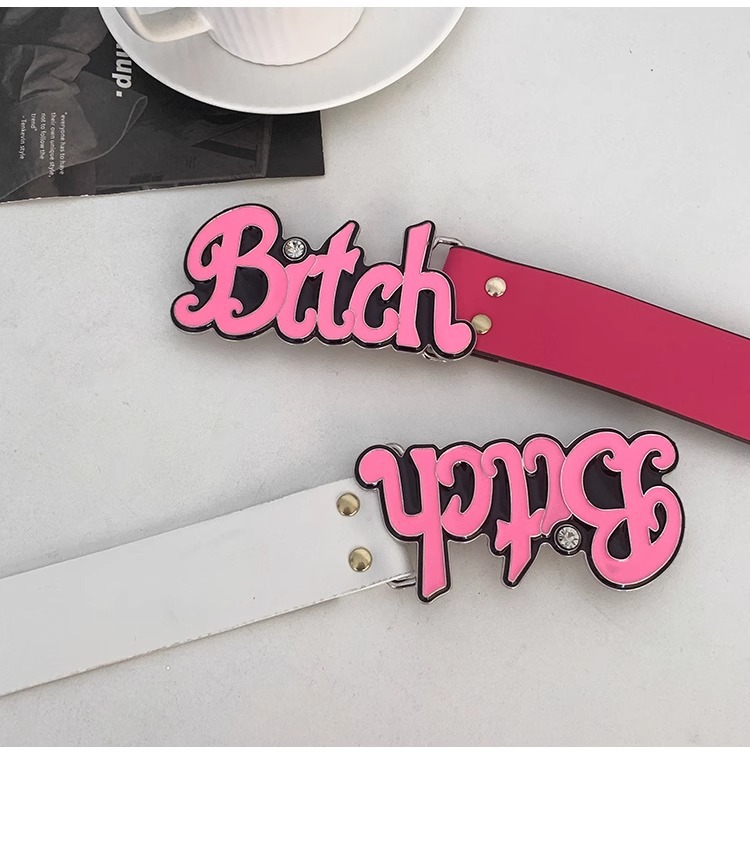 Nuova cintura Y2k Millennium Spicy Girl stile europeo e americano lettera rosa cintura donna nuova cintura subcultura versatile_voghion.com