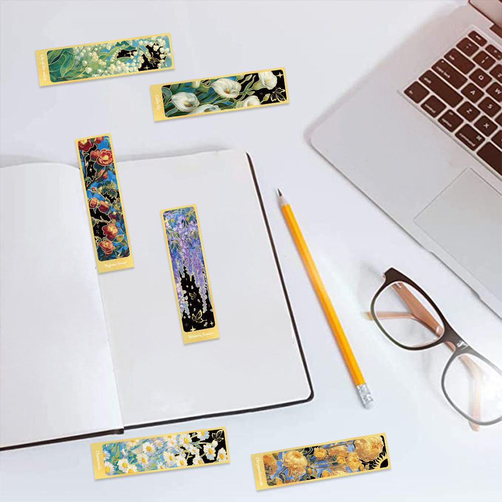 65g Weight Bookmark Stationery Type 1 Set Quantity Learning Occasion Book, Cartoon, Oil Painting, Flower Pattern Simple Style Style 1 Set Book Cartoon Oil Painting Learning Simple Style Bookmark 5