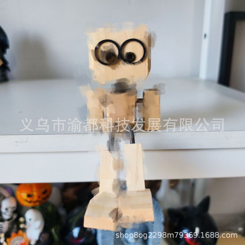 跨境新品 抖腿小木人实木车载摆件摇腿机器人甩腿木头人玩偶 装饰|undefined