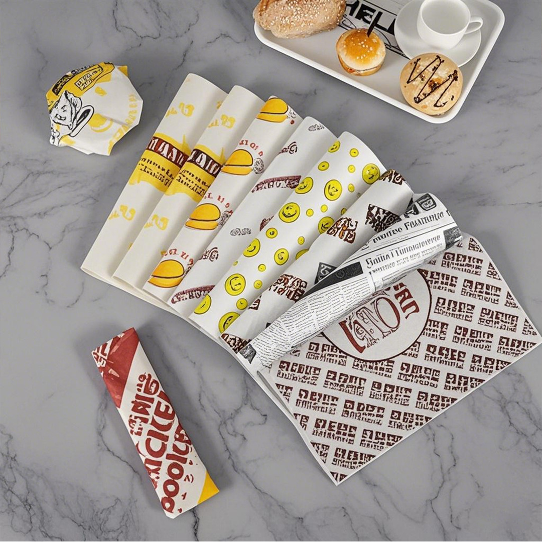 外贸跨境汉堡包装纸定制免费设计三明治打包装纸食品级烘焙防油纸