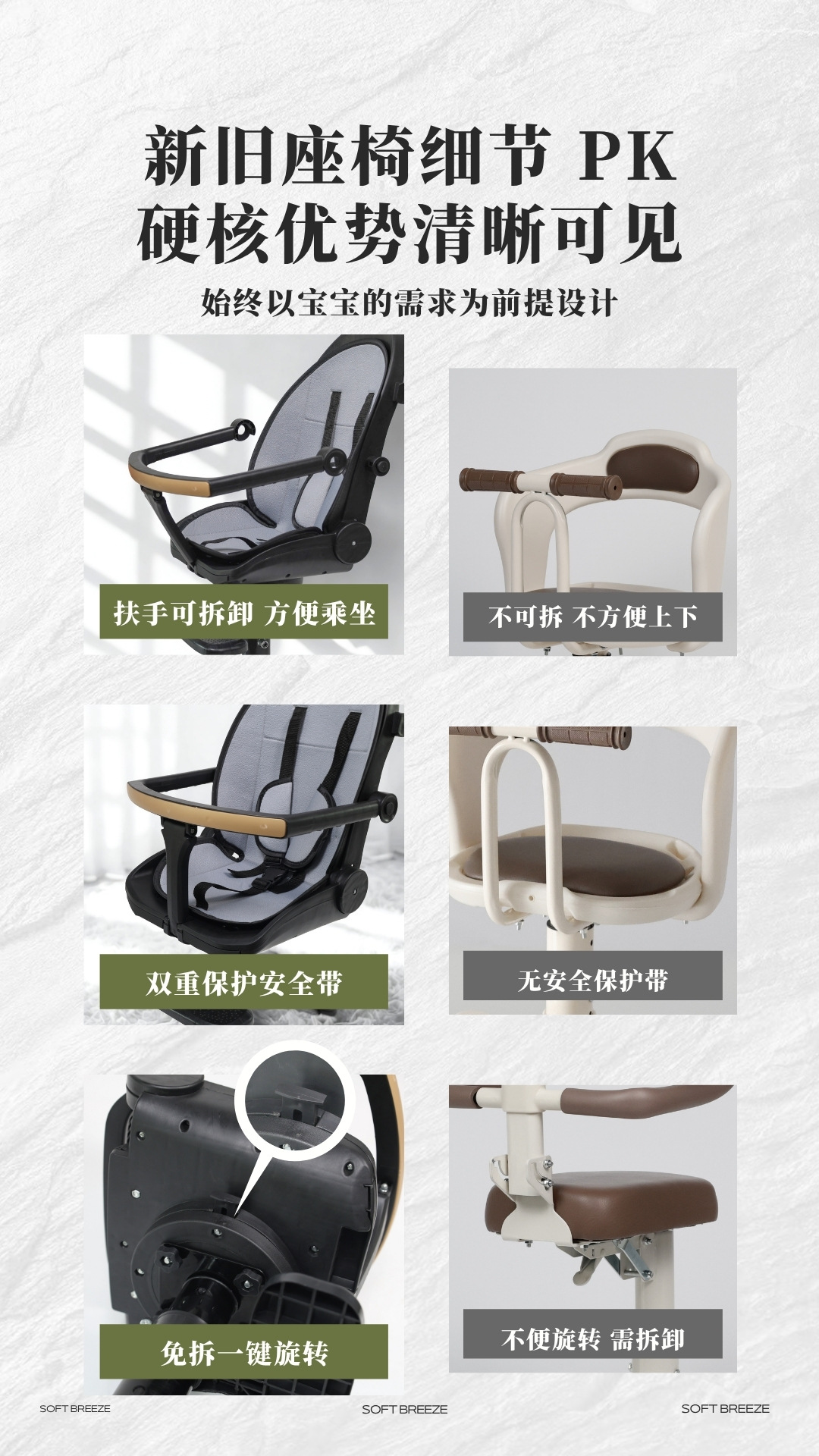 Lightweight foldable baby seat for strolling, children's reclining high-view front-facing stroller seat, baby seat