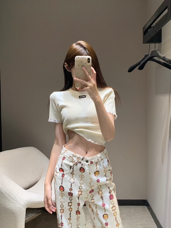 南油驴家高级轻奢宝石字母印花牛仔裤女高腰显瘦直筒阔腿休闲长裤|undefined